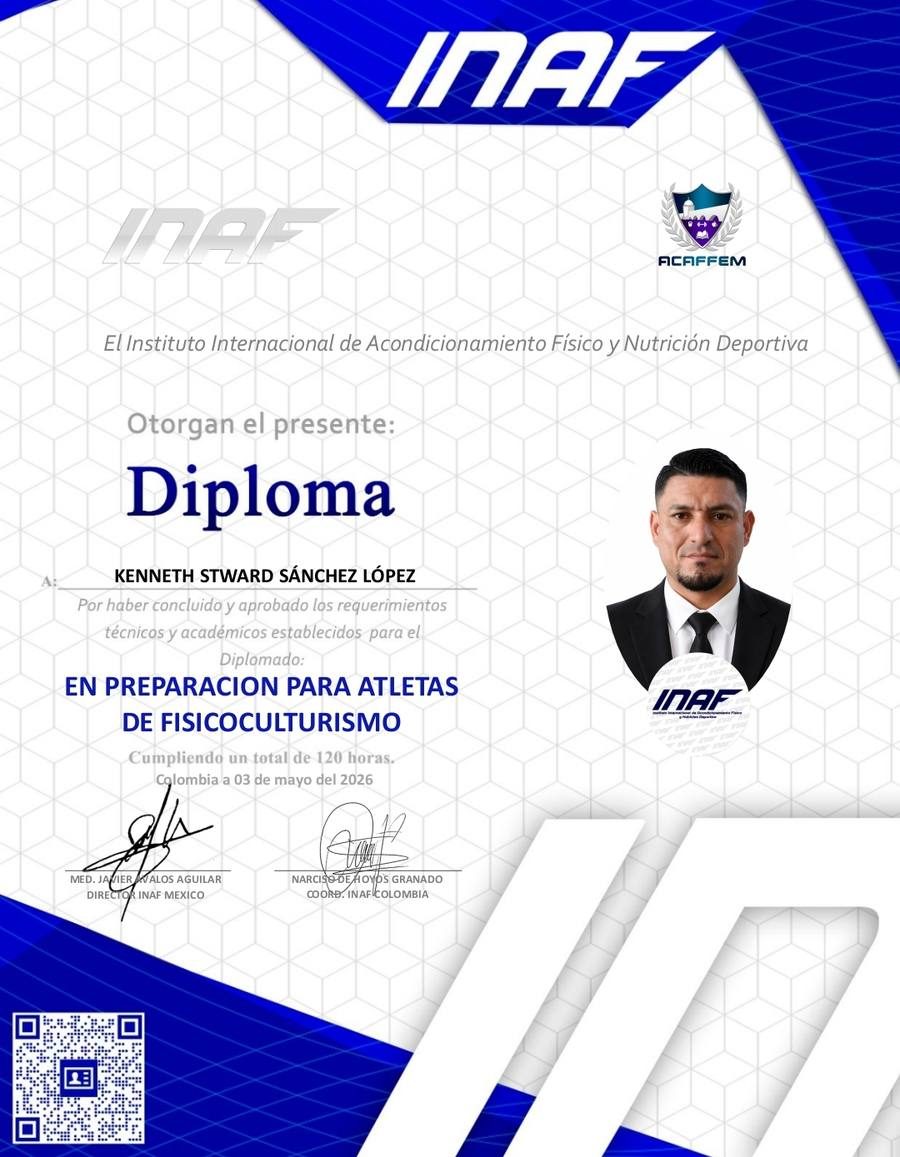Diploma en preparación para atletas de fisicoculturismo